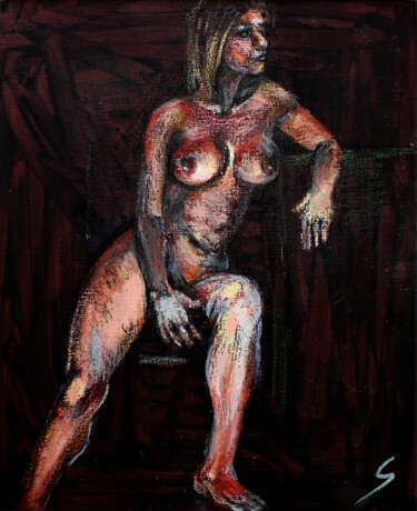 图画 标题为“Evening nude XXII” 由Svetlin Kolev, 原创艺术品, 粉彩