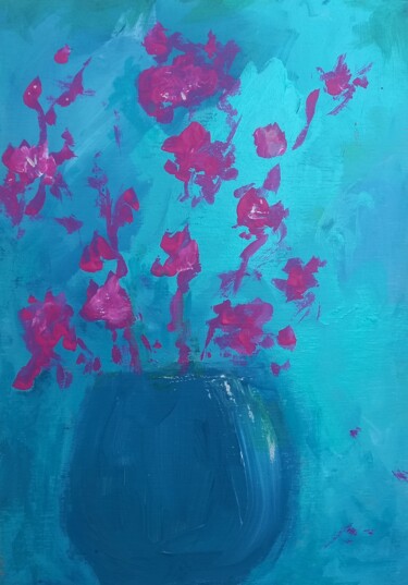 Schilderij getiteld "turquoise accent" door Olesa Kasirskaa, Origineel Kunstwerk, Acryl