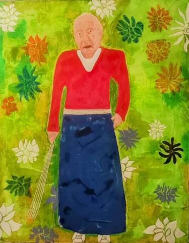 Peinture intitulée "Vieil homme à la ca…" par Quédillac, Œuvre d'art originale, Acrylique Monté sur Châssis en bois