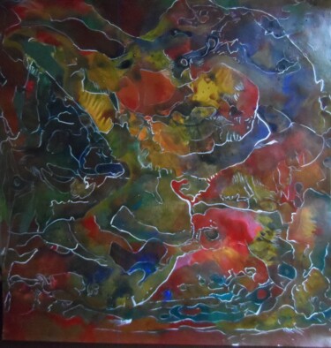Painting titled "Double-Face" by Geneviève Durantou, Original Artwork, Acrylic