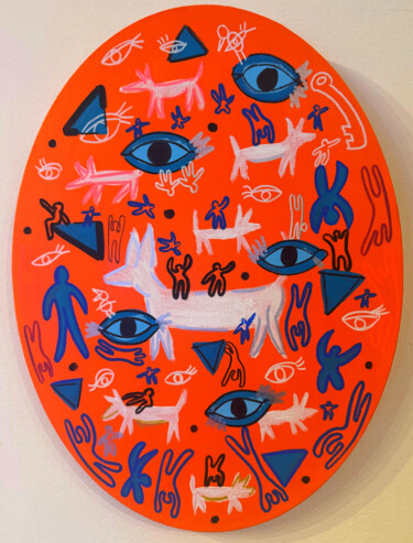 Painting titled "The Dog" by An Donosti, Original Artwork, Acrylic Mounted on Wood Stretcher frame