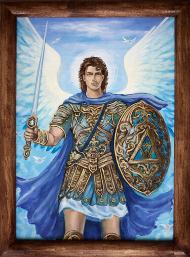Schilderij getiteld "Arcangel Miguel" door Serhiy Serdyukov, Origineel Kunstwerk, Olie