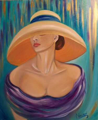 Peinture intitulée "Femme au décolleté" par Caroline Fombaron, Œuvre d'art originale, Huile Monté sur Châssis en bois
