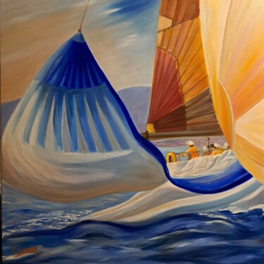 Peinture intitulée "Retour au port" par Caroline Fombaron, Œuvre d'art originale, Huile Monté sur Châssis en bois