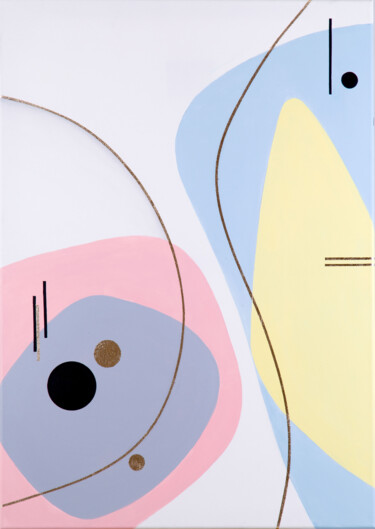 Schilderij getiteld "Composition with ge…" door Leena Amelina, Origineel Kunstwerk, Acryl Gemonteerd op Frame voor houten br…