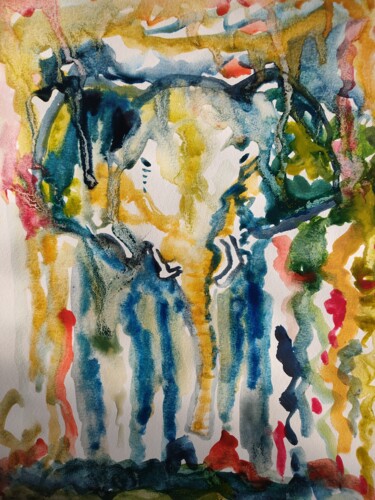 Peinture intitulée "Éléphant" par Hélène Le Borgne, Œuvre d'art originale, Aquarelle