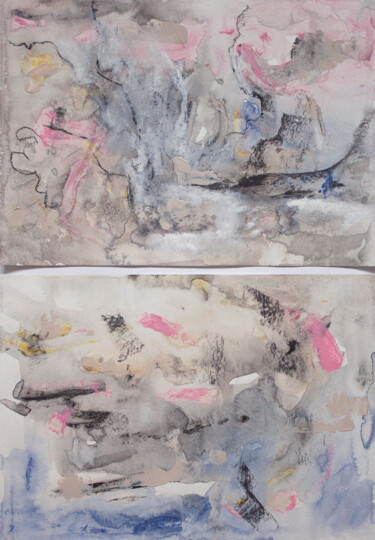 「Silver (Diptych)」というタイトルの絵画 Helga Gorsheによって, オリジナルのアートワーク, アクリル