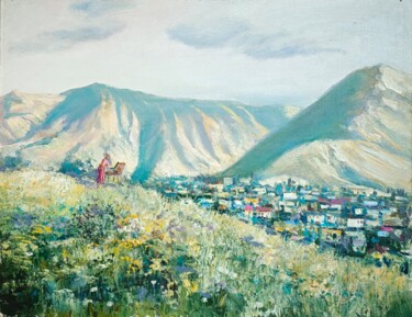 Peinture intitulée "Горы близ Орджоники…" par Vitalij Valsamaki, Œuvre d'art originale, Huile Monté sur Carton