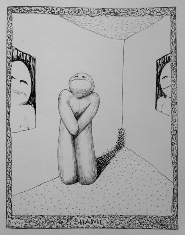 图画 标题为“-Shame-” 由Milto Sideris, 原创艺术品, 墨