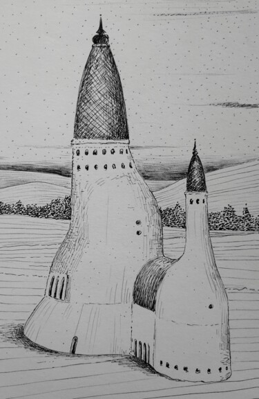 "His and her place" başlıklı Resim Milto Sideris tarafından, Orijinal sanat, Mürekkep