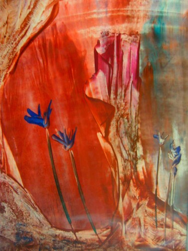 绘画 标题为“Encaustic flowers -…” 由Milto Sideris, 原创艺术品, 彩瓦