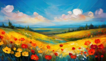 Painting titled "Wildflower Field  L…" by Jacek Dudziński, Original Artwork, AI generated image