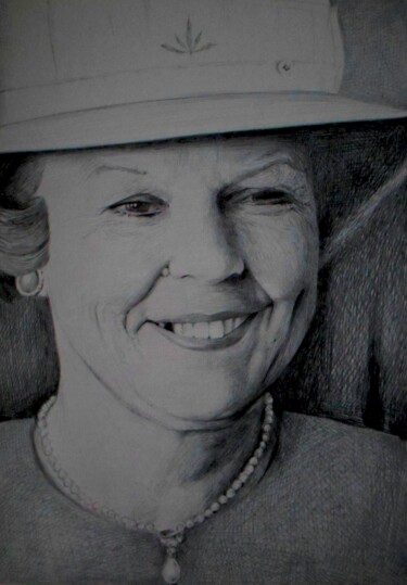 Drawing titled "Bea impersonator" by Milto Sideris, Original Artwork, Ballpoint pen
