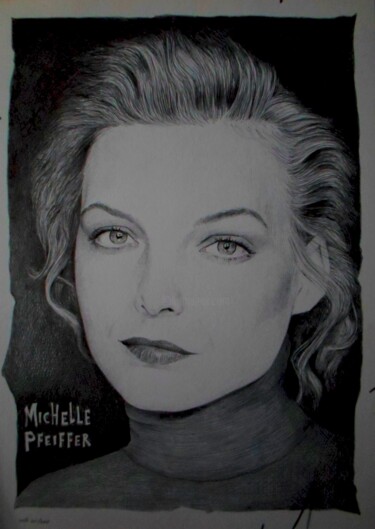图画 标题为“Michelle Pfeiffer” 由Milto Sideris, 原创艺术品, 圆珠笔