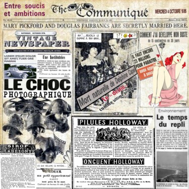 Arts numériques intitulée "vieux journaux" par Frédéric Agostini, Œuvre d'art originale, Collage numérique