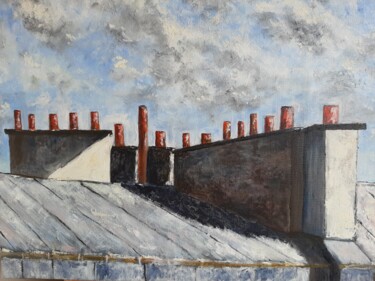 Peinture intitulée "Toitures paris Xl" par Jean-Marc Serieys, Œuvre d'art originale, Huile Monté sur Châssis en bois