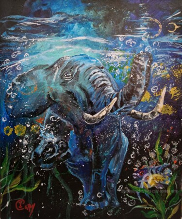 Painting titled "7 Tons of Pleasure" by Irina Caby (Bonbon.mme), Original Artwork, Acrylic Mounted on Cardboard