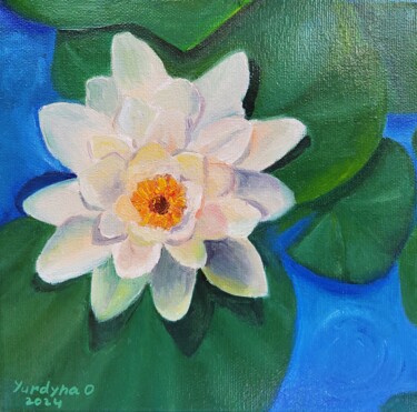 A tender water lily that is kissed by the sun Malarstwo zatytułowany „A tender water lily…” autorstwa Olena Yurdyha, Oryginalna praca, Olej