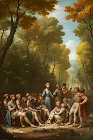Arts numériques intitulée "Dans le jardin du p…" par Es Am, Œuvre d'art originale, Image générée par l'IA