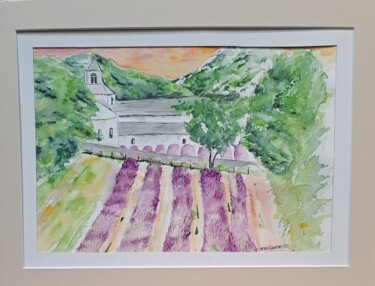 Peinture intitulée "Les lavandin de l'a…" par Cré'Art "Ghilozzi", Œuvre d'art originale, Aquarelle