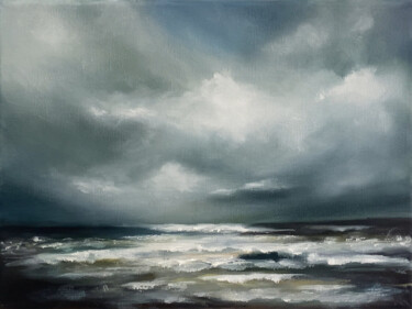 Seascape Study 12 Painting titled "Seascape Study 12" by Mullo, Original Artwork, Oil Mounted on Wood Stretcher frame
