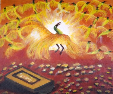 Painting titled "Sunbird" by Sudeshnabani, Original Artwork, Acrylic