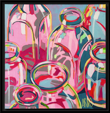 Painting titled "Bouteilles" by Arnaud Jeuland, Original Artwork, Acrylic Mounted on Wood Stretcher frame