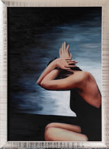 Painting titled "Beyond the sky" by Veronica Ciccarese, Original Artwork, Oil Mounted on Wood Panel