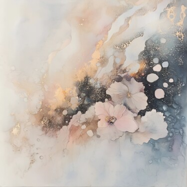 数字艺术 标题为“Dreamy Cosmic Bloom” 由Anna Burger, 原创艺术品, 数字拼贴