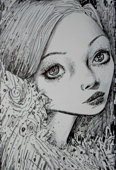 Dibujo titulada "Mutsu's sister" por Milto Sideris, Obra de arte original, Bolígrafo