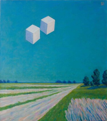 Schilderij getiteld "The observers" door Alexander Galyatsky, Origineel Kunstwerk, Olie Gemonteerd op Frame voor houten bran…