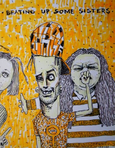 Dibujo titulada "Beating up some sis…" por Milto Sideris, Obra de arte original, Rotulador