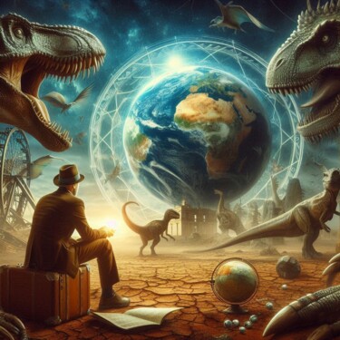 数字艺术 标题为“A time traveler con…” 由Beatriz Da Silva Santos, 原创艺术品, AI生成的图像