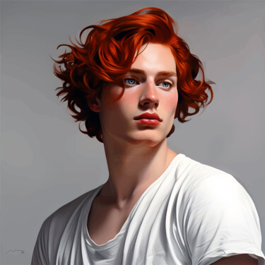 제목이 "Portrait Red Haired…"인 디지털 아트 Marco Victorino로, 원작, AI 생성 이미지