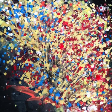 Autumn Gold and Red Abstract Art 제목이 "Autumn Gold and Red…"인 미술작품 Diana Dimova - Traxi로, 원작, 아크릴