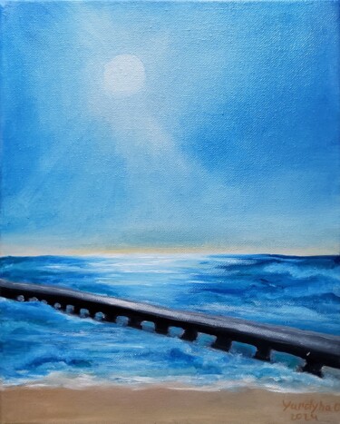 Painting titled "Winter sea" by Olena Yurdyha, Original Artwork, Oil