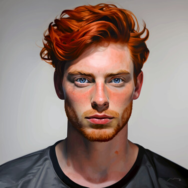数字艺术 标题为“Portrait Red Haired…” 由Marco Victorino, 原创艺术品, AI生成的图像