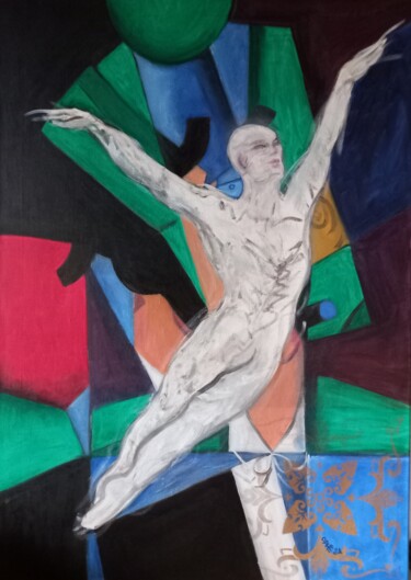 Peinture intitulée "Danse avec Juan Gris" par Ophélie Bonheme, Œuvre d'art originale, Huile Monté sur Châssis en bois