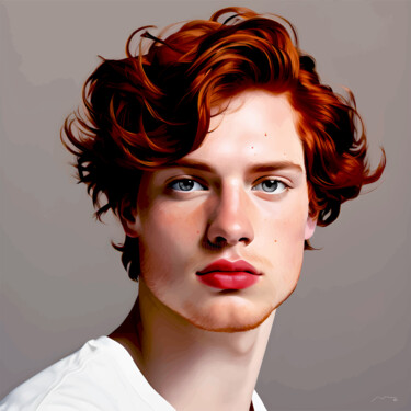 数字艺术 标题为“Portrait Red Haired…” 由Marco Victorino, 原创艺术品, AI生成的图像