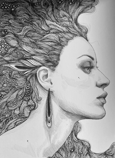 Dessin intitulée "Ennui puissant" par Louison Labeau, Œuvre d'art originale, Encre