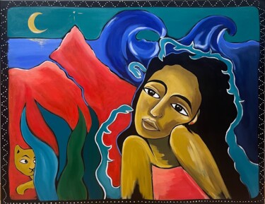 Peinture intitulée "LUNA MI AMOR" par Julie Coudret Carrasco, Œuvre d'art originale, Acrylique Monté sur Châssis en bois