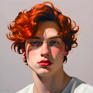 数字艺术 标题为“Portrait Red Haired…” 由Marco Victorino, 原创艺术品, AI生成的图像