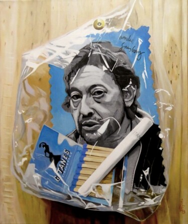 绘画 标题为“M. Gainsbourg” 由Off Olivier Fasquel, 原创艺术品, 丙烯 安装在木质担架架上