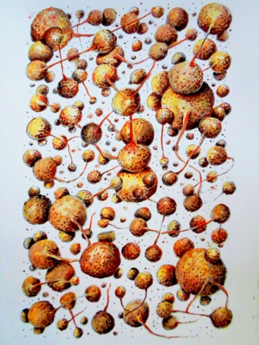 Drawing titled "Connection attempt" by Milto Sideris, Original Artwork, Watercolor