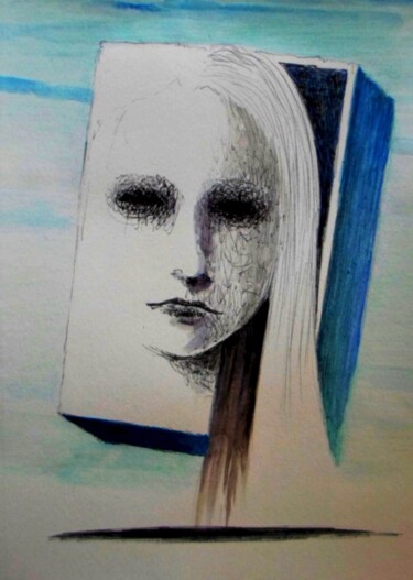 Disegno intitolato "Cubegirl" da Milto Sideris, Opera d'arte originale, Acquarello