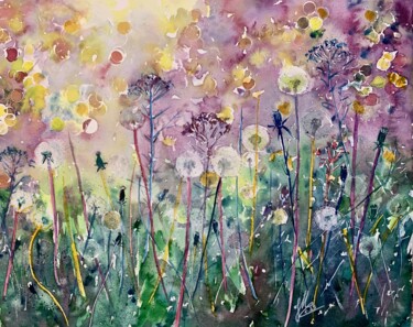 Pintura titulada "Bulles végétales" por Jean Marc Collombat, Obra de arte original, Acuarela
