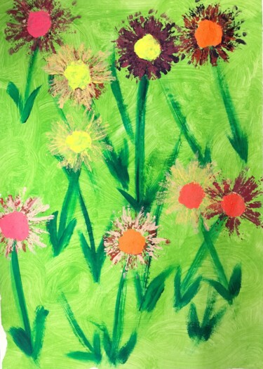 Peinture intitulée "Blumenwiese" par Petra Caflisch, Œuvre d'art originale, Acrylique
