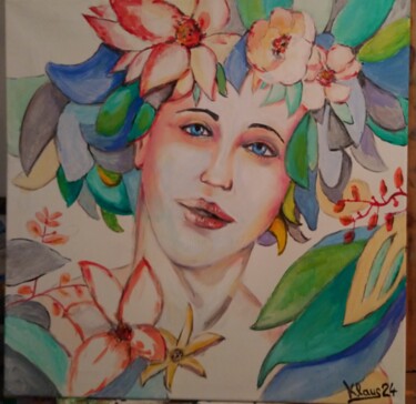 绘画 标题为“Blumenmädchen” 由Klaus Niepoth, 原创艺术品, 丙烯 安装在artwork_cat.上