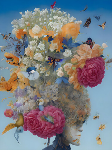 数字艺术 标题为“The flower head” 由Meahau, 原创艺术品, AI生成的图像