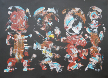 Peinture intitulée "Danse avec les Gugu…" par Jean Jacques Royo, Œuvre d'art originale, Acrylique